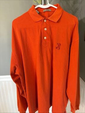 Cutter & Buck Orange Long-Sleeve Polo with Embroidered 'I'